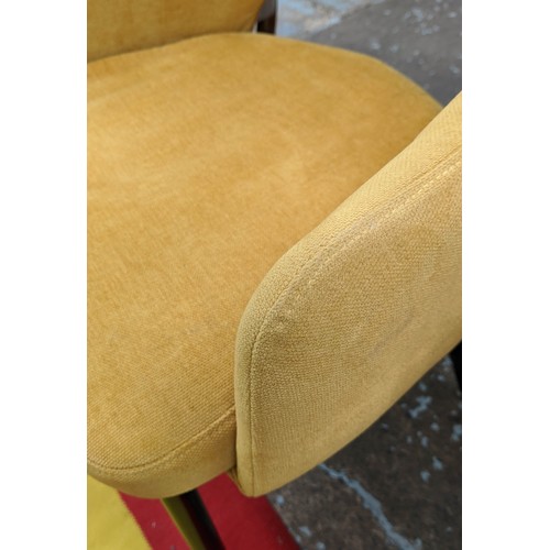 514 - SAARINEN INSPIRED DINING CHAIRS, a set of six, mustard fabric upholstered, 80cm H. (6)