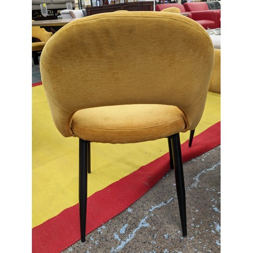 514 - SAARINEN INSPIRED DINING CHAIRS, a set of six, mustard fabric upholstered, 80cm H. (6)