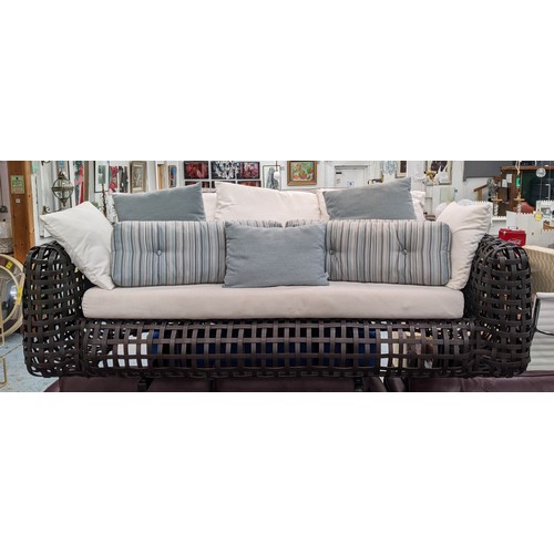 519 - KENNETH COBONPUE MATILDA SOFA, 250cm approx and Kenneth Cobonpue side table 88cm x 45cm x 32cm. (2)