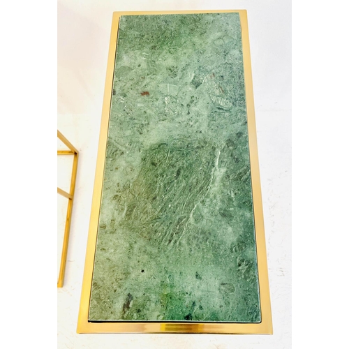 339 - MARTINI TABLE, gilt metal, green marble inserted top, 60cm x 46cm x 22cm.