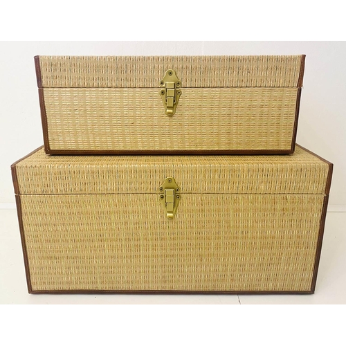 333 - STORAGE TRUNKS, a graduated set of two, 65cm x 40cm x 50cm at largest, thick woven fabric upholstere... 