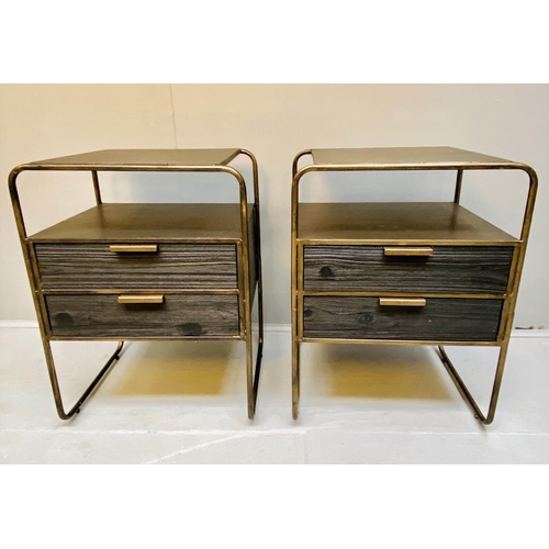 335 - SIDE CABINETS, a pair, 61cm x 45cm x 36cm, with two drawers. (2)