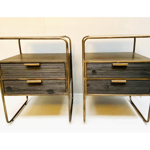 335 - SIDE CABINETS, a pair, 61cm x 45cm x 36cm, with two drawers. (2)