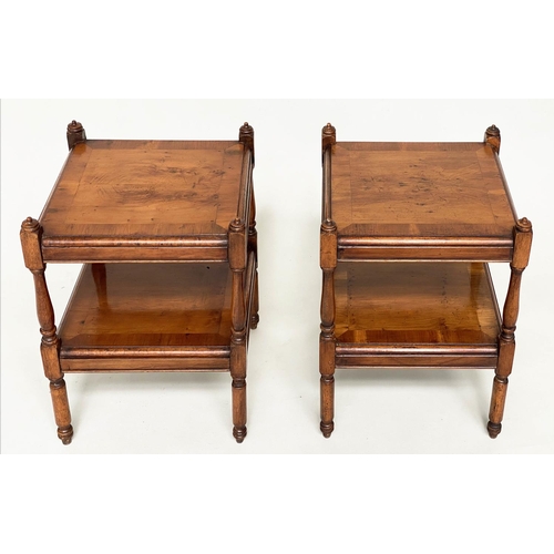 164 - OCCASIONAL TABLES, a pair, George III design yewwood of small proportions, each crossbanded with two... 