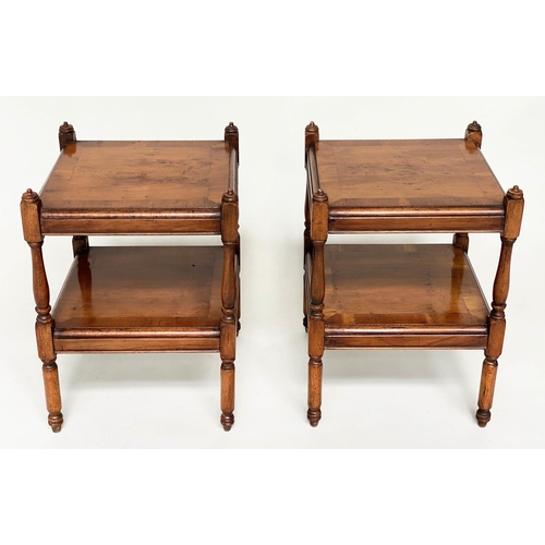 164 - OCCASIONAL TABLES, a pair, George III design yewwood of small proportions, each crossbanded with two... 