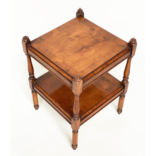 164 - OCCASIONAL TABLES, a pair, George III design yewwood of small proportions, each crossbanded with two... 