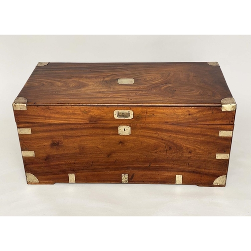 179 - TRUNK, 19th century Chinese export camphorwood and brass bound with rising lid and carrying handles,... 