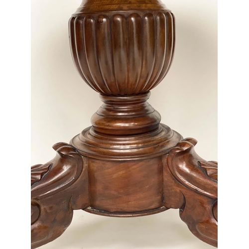 215 - GUERIDON, 19th century French Louis Philippe figured mahogany with circular moulded edge veined whit... 