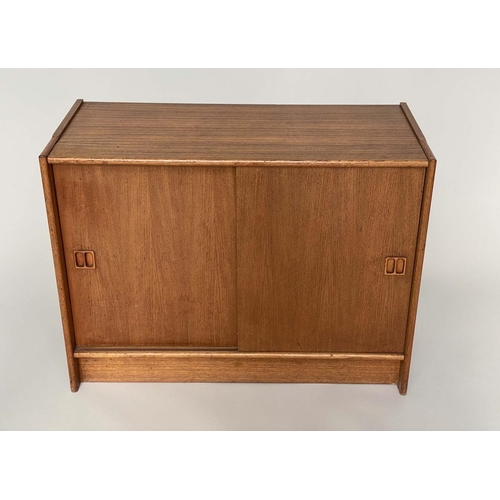 224 - CABINET, 1970's teak with two sliding doors, 87cm x 40cm x 66cm H.