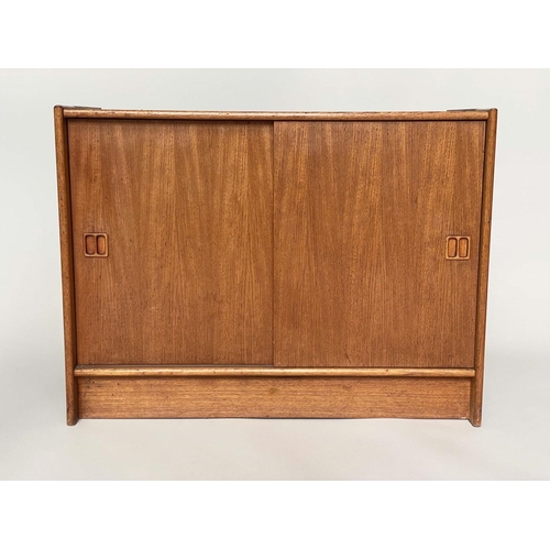 224 - CABINET, 1970's teak with two sliding doors, 87cm x 40cm x 66cm H.