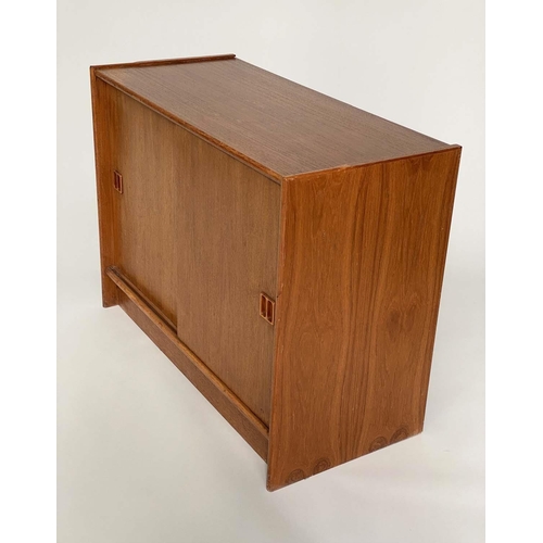 224 - CABINET, 1970's teak with two sliding doors, 87cm x 40cm x 66cm H.