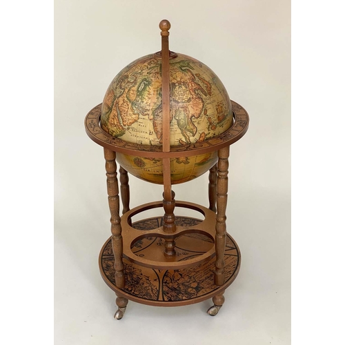 228 - GLOBE COCKTAIL CABINET, in the form of an antique terrestrial globe on stand, 92cm H.