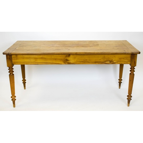 186 - FARMHOUSE TABLE, 74cm H x 160cm W x 72cm D, 19th century French cherrywood with single bread slide a... 