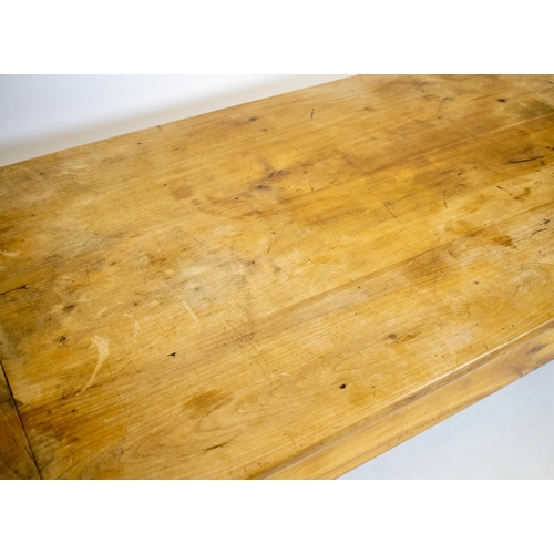 186 - FARMHOUSE TABLE, 74cm H x 160cm W x 72cm D, 19th century French cherrywood with single bread slide a... 