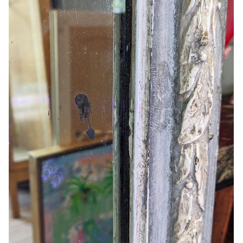 190 - PIER GLASS, 50cm W x 175cm H, 19th century in a grey distressed painted frame.