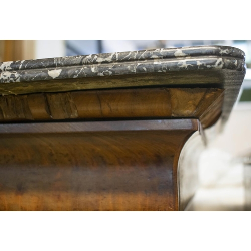 194 - COMMODE, 96cm H x 131cm W x 60cm D, Louis Philippe mahogany with marble top above five drawers.