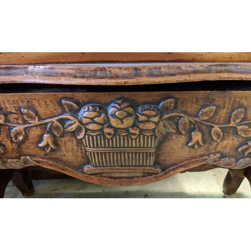 196 - A FRENCH WALNUT DOUGH BIN, late 18th/early 19th century lidded top carved frieze drawer to base, tur... 