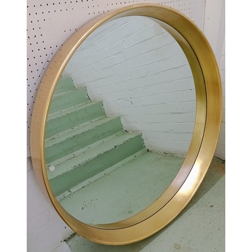 392 - CIRCULAR WALL MIRROR, contemporary design, deep gilt frame, 95cm diam x 9cm D.