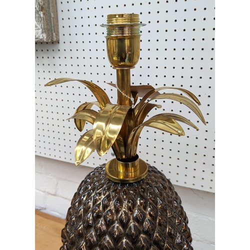 281 - PINEAPPLE LAMP, metal and glass, 63cm H.