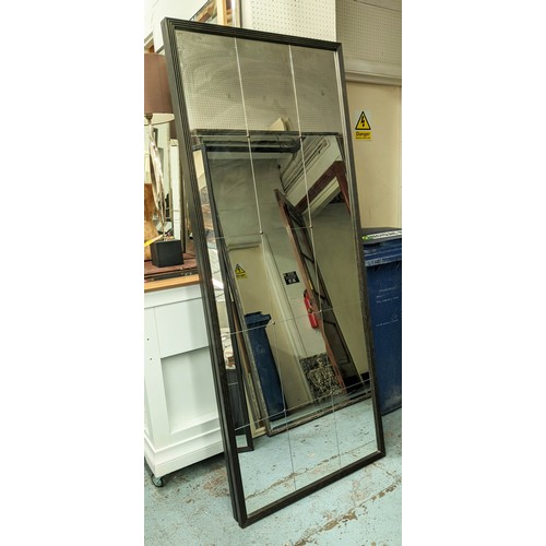 440 - WALL MIRROR, 8cm W x 196cm, segmented plates, with studded detail in reeded frames.