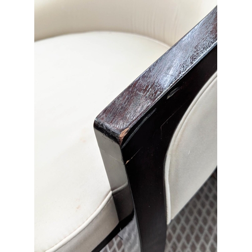 276 - LOUISE BRADLEY DRESSING CHAIR, 57cm x 30cm x 68cm, ebonised frame.