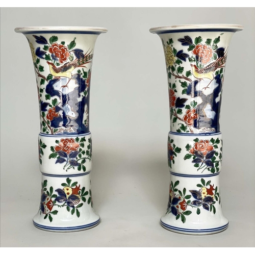 103 - VASES, a pair, Chinese ceramic with blossom and gilt detail, 42cm H. (2)