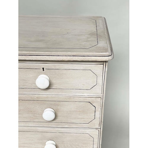 105 - CHEST, Victorian grey painted and lined with two short above three long drawers, 98cm x 46cm x 94cm ... 