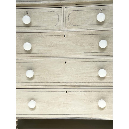 105 - CHEST, Victorian grey painted and lined with two short above three long drawers, 98cm x 46cm x 94cm ... 