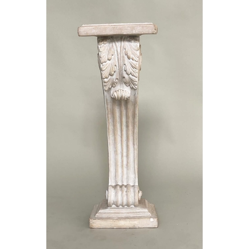 288 - PEDESTAL, reconstituted faux marble of Neo Classical form with acanthus and fluted scroll detail, 82... 