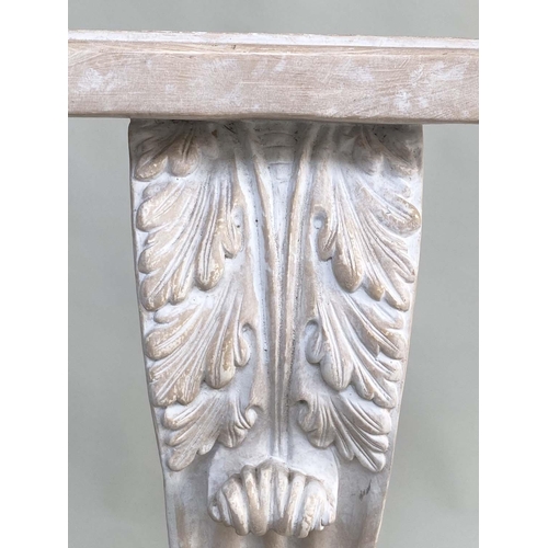 288 - PEDESTAL, reconstituted faux marble of Neo Classical form with acanthus and fluted scroll detail, 82... 