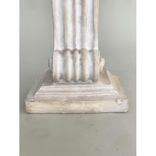 288 - PEDESTAL, reconstituted faux marble of Neo Classical form with acanthus and fluted scroll detail, 82... 