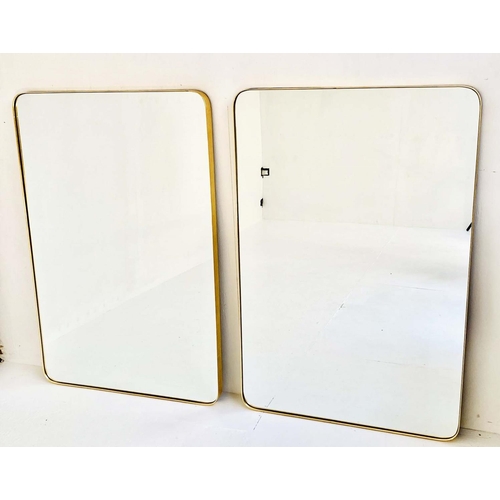 411 - WALL MIRRORS, a pair, 1960s French style, gilt framed, 121cm high x 80cm wide. (2)