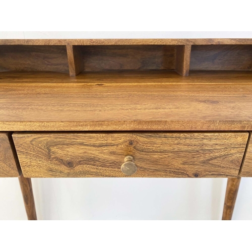 415 - DESK, 92cm H x 99cm W x 48cm D, Danish 1960s style design, three drawer.