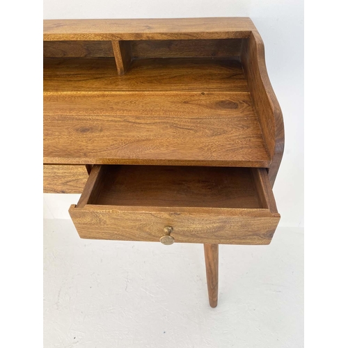 415 - DESK, 92cm H x 99cm W x 48cm D, Danish 1960s style design, three drawer.