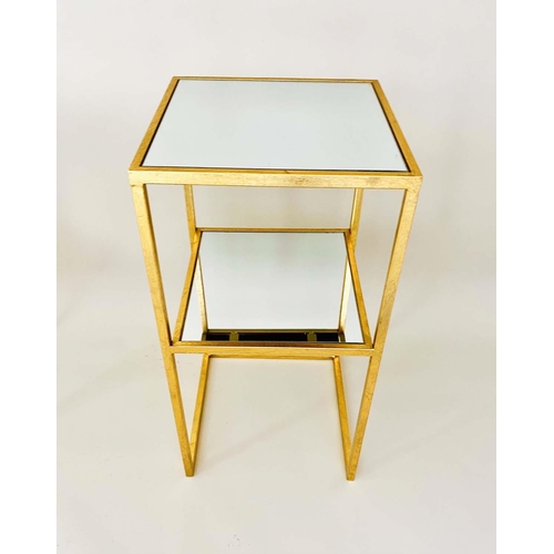 416 - SIDE TABLES, a pair, 30.5cm x 30.5cm x 61cm, 1960s French style, mirrored tops, and under tier, gilt... 