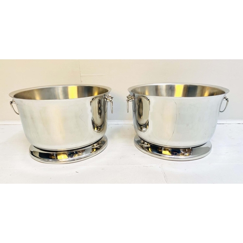 430 - CHAMPAGNE BATHS, pair, 25cm high, 41cm diameter, Art Deco style, polished metal.