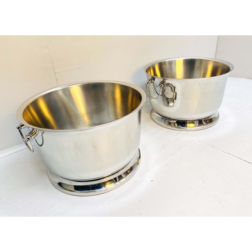 430 - CHAMPAGNE BATHS, pair, 25cm high, 41cm diameter, Art Deco style, polished metal.