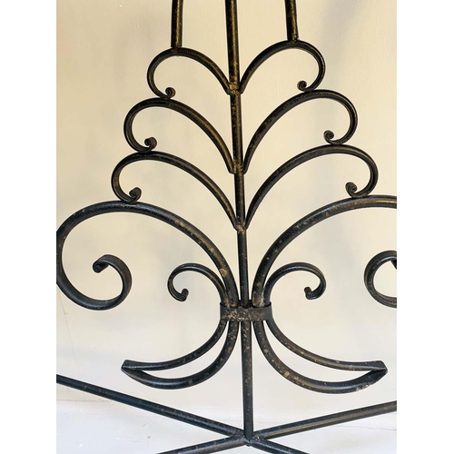 435 - CONSOLE TABLE, 92cm high, 122cm wide, 40cm deep, French Provincial style, aged painted metal.