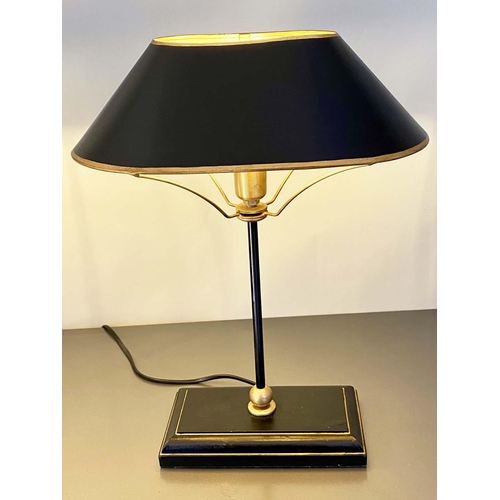 453 - BOUILLOTTE STYLE TABLE LAMPS, a pair, 42cm x 31cm x 20cm, with shades.