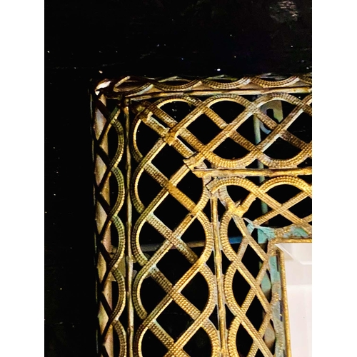 466 - ARCHITECTURAL WALL MIRRORS, a pair, 100cm high, 70cm wide, Regency style, pierced gilt metal frames.... 