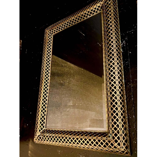 466 - ARCHITECTURAL WALL MIRRORS, a pair, 100cm high, 70cm wide, Regency style, pierced gilt metal frames.... 