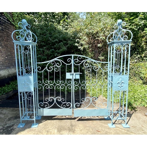 468 - GARDEN GATE, 168cm x 166cm x 23cm, turquoise painted metal.