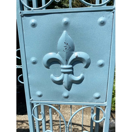 468 - GARDEN GATE, 168cm x 166cm x 23cm, turquoise painted metal.