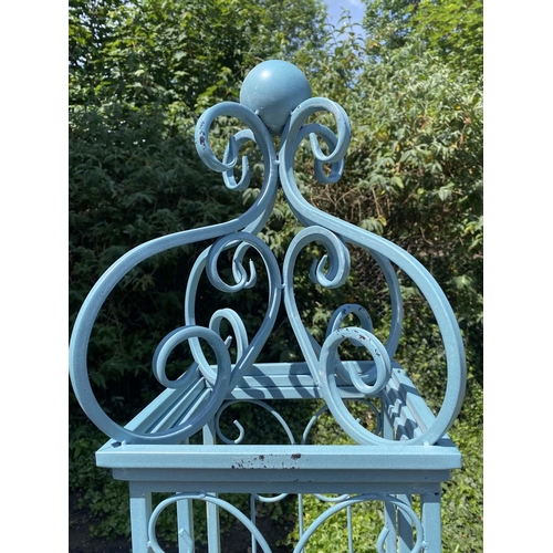 468 - GARDEN GATE, 168cm x 166cm x 23cm, turquoise painted metal.