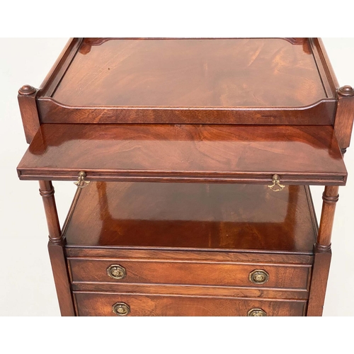 85 - LAMP TABLES, 59cm H x 50cm W x 40cm D, a pair, George III design figured mahogany each with two tier... 