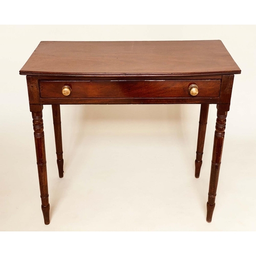 93 - WRITING TABLE, George III period mahogany and ebony lined with a full width frieze drawer and ring t... 