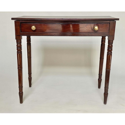 93 - WRITING TABLE, George III period mahogany and ebony lined with a full width frieze drawer and ring t... 