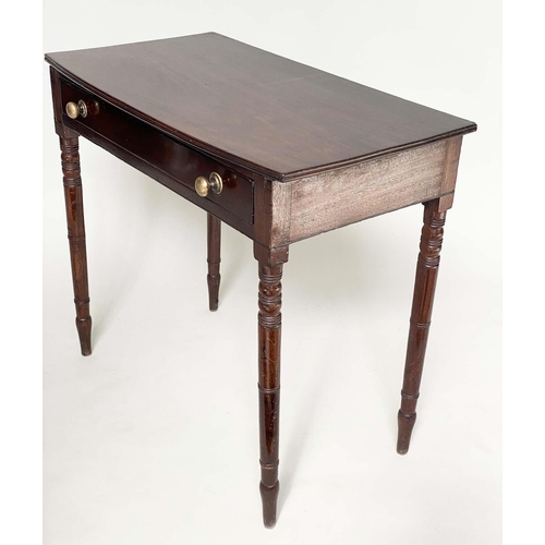 93 - WRITING TABLE, George III period mahogany and ebony lined with a full width frieze drawer and ring t... 