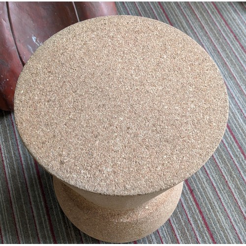 367 - CHAMPAGNE CORK  BARREL STOOLS, a pair, 60cm H x 35cm. (2)