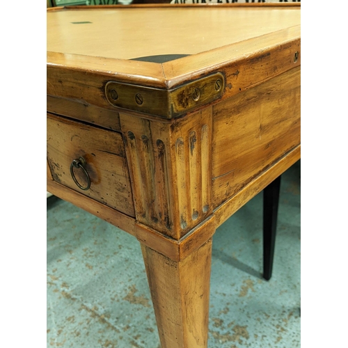 138 - WRITING DESK, 100cm W x 62cm D x 79cm H, 19th century Continental style with three frieze drawers an... 